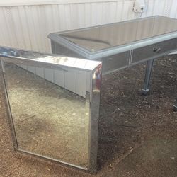 Mirrored Bedroom Vanity/Couch or Entrance Table AND Mirror