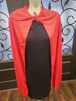 Halloween Vintage Madquerade Red Cape. 45" One Size Fits All.