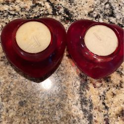 Heart Shaped Glass Candleholders, Set Of 2