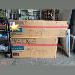 Coddle Luke Fabric Sleeper Sofa with Reversible Chaise and Storage, Beige