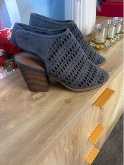Indigo Rd. gray laser cut open toe booties 9.5M