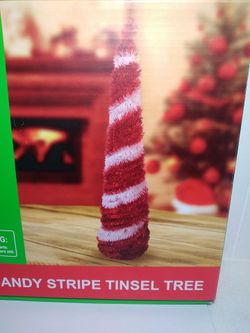 Tinsel Christmas Tree 5ft tall Candy Stripe