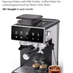 AMZCHEF 20 Bar Espresso Machine with Grinder - 3 Temp Coffee Machine with 20 Grinding Settings,