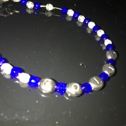 Colts Bracelet  Beaded Blue And White 