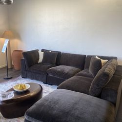 ☁️ Luxury Cloud Modular Sectional w/ Chaise – 4 Seat • Washable Covers • Brown Chenille  