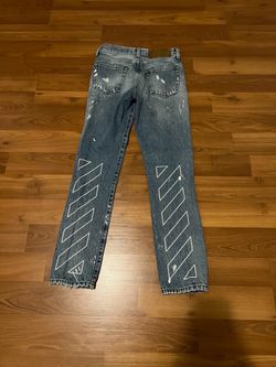 Off-White Diagonal Stripe Distressed Jeans Size 28 – Excellent Condition