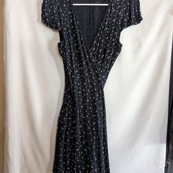 Brandy Melville Sz 3 XS-S Wrap Around Navy Blue Floral Summer Dress As New Made In Italy Abercrombie Hollister Forever 21 Bebe Brandy