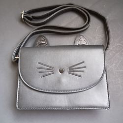 Black Cat Face Crossbody Bag – Glitter Ears, Whiskers & Heart Nose - So Cute!!!