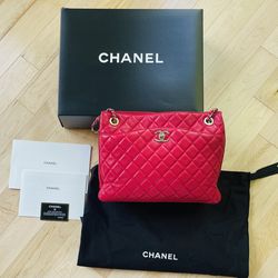 Rare Chanel Red Quilted Shoulder Bag