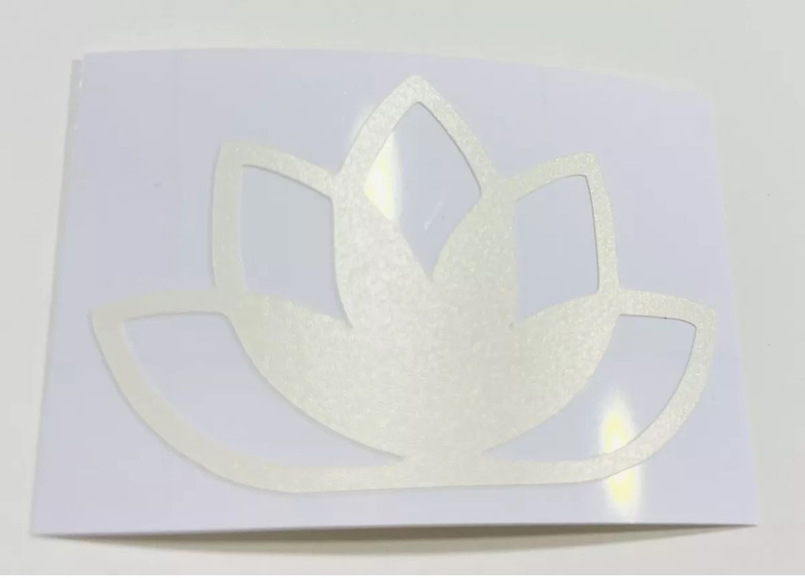 Lotus Decal Sticker in White, 2”x1.5”, NEW!