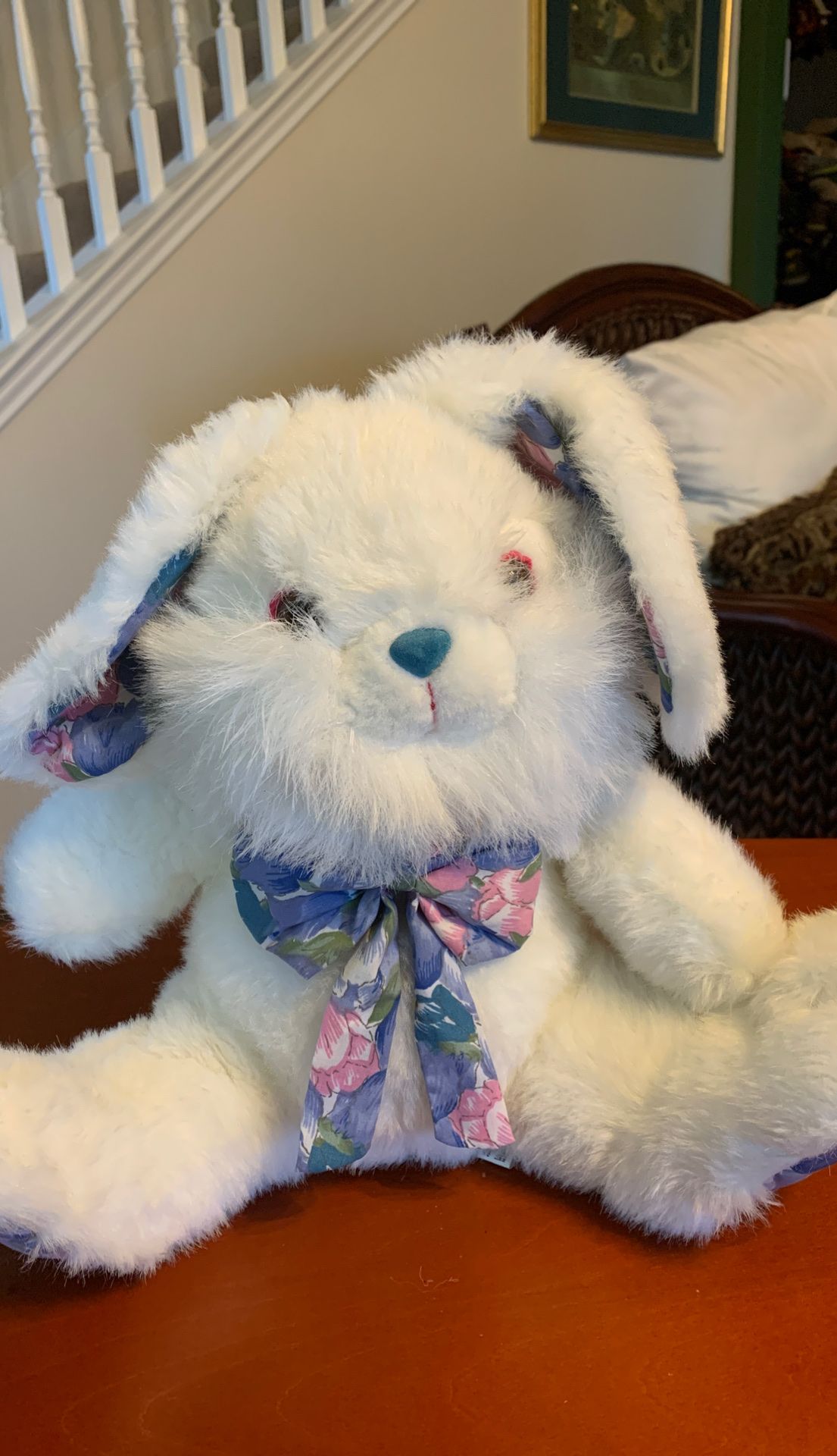 Ace novelty company bunny rabbit stuffed animal with floral accent