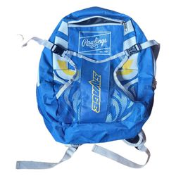 Rawlings Savage Blue Yellow White Baseball Backpack SZ M 16" 2 Side Bat Sleeves