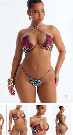 Leopard 2 Piece Chain Bikini Set