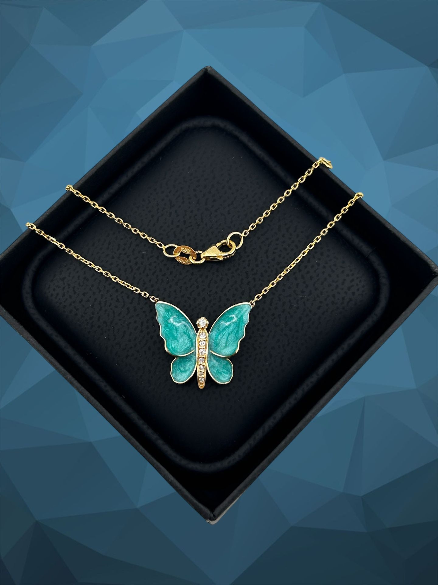 Butterfly Diamond Necklace In 14k Yellow