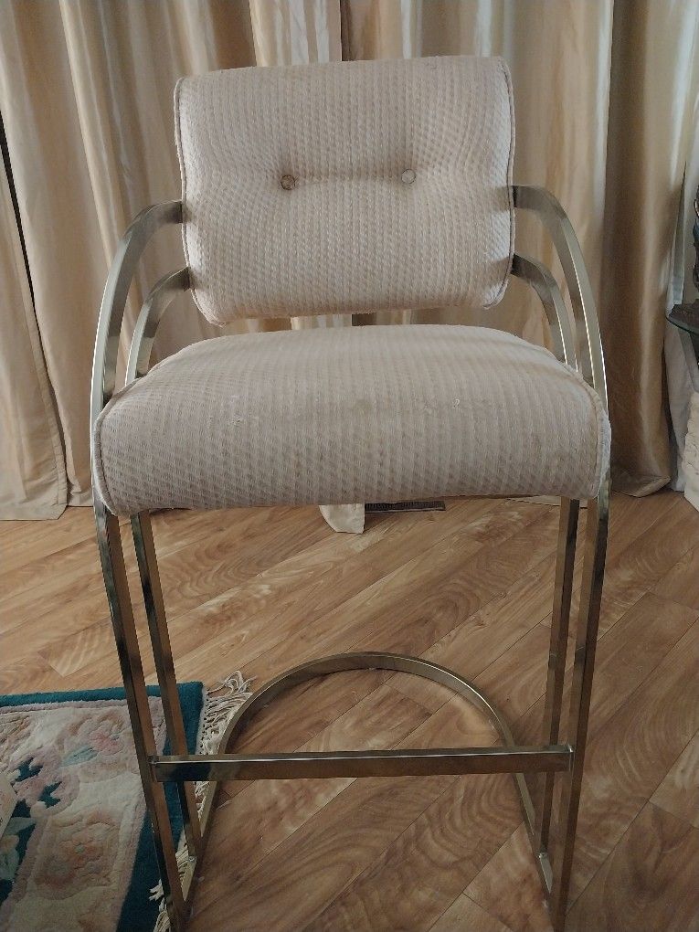 Three Designer Brass Bar Stools
