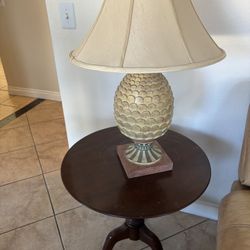Solid Wood Elegant Round Table And Lamp