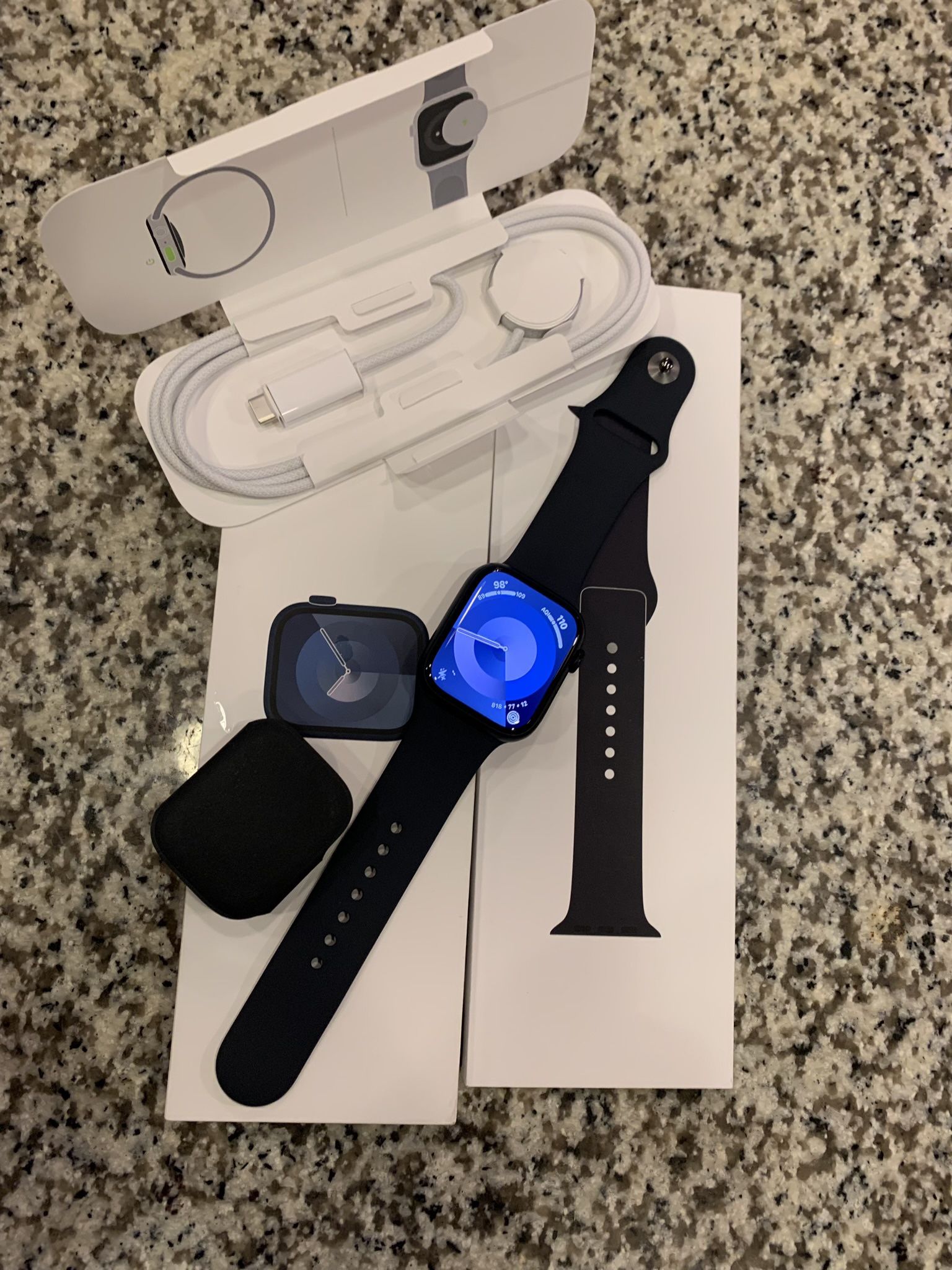 Brand New Apple Watch Series 9 Midnight 45mm Model A2980 - Complete With Charger And Apple Warranty