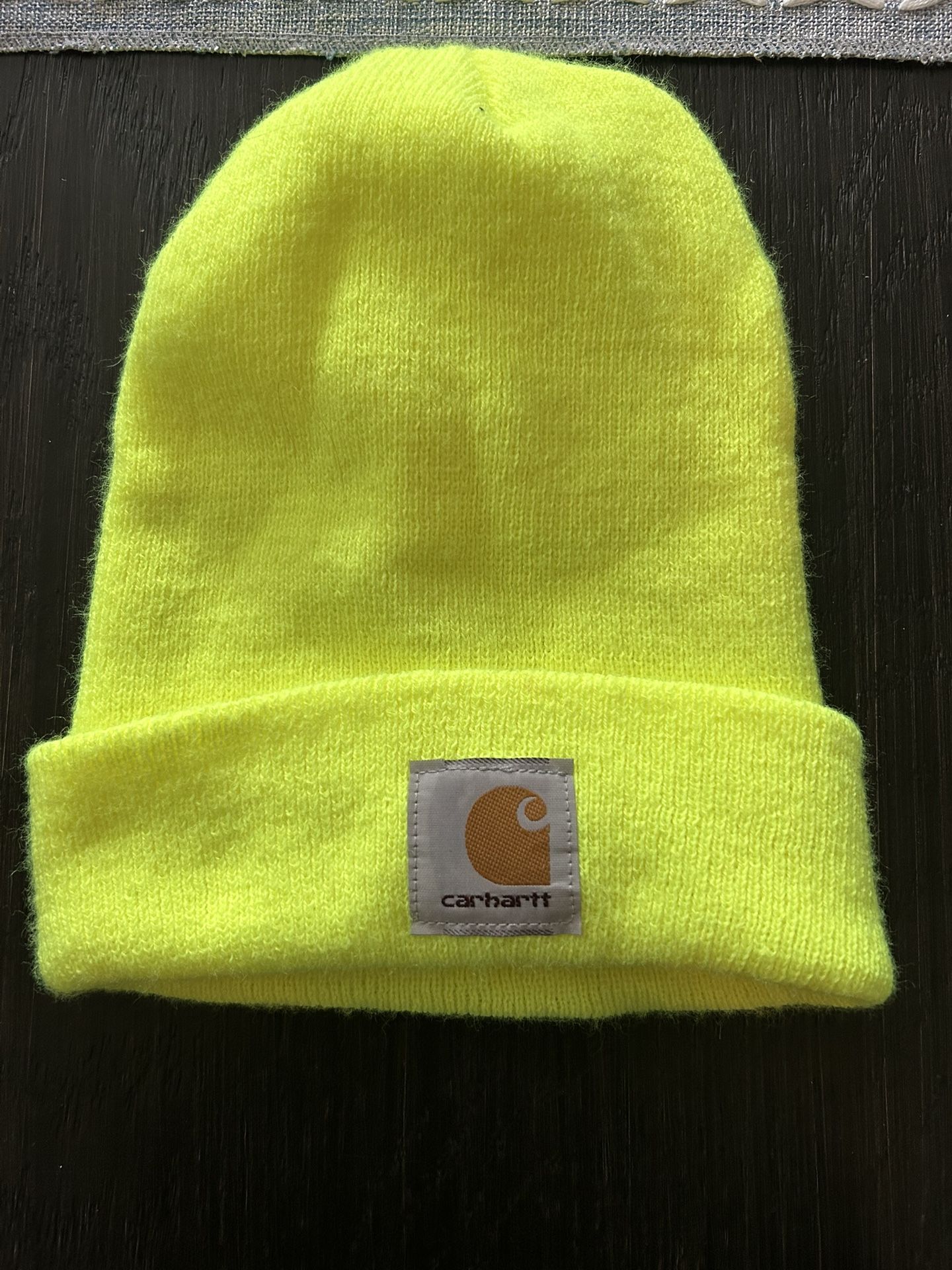 Neon yellow Carhartt beanie one size