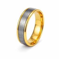 18K Gold and Meteorite Men's Band Ring