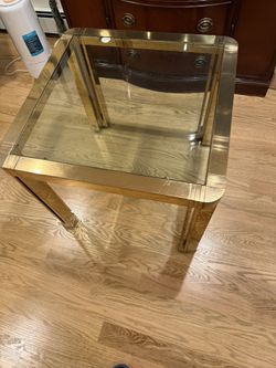 Brass End Table 28”x28” - Heavy 5/8” Thick Glass