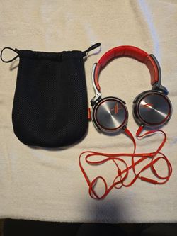 Sony Wired On-Ear Headphones Red and Silver
