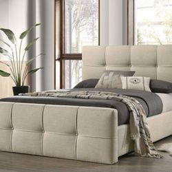 Brand New Beige Queen Bed Frame (Available In Eastern King)
