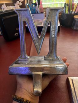 Pottery Barn “MERRY” Stocking Holders – Heavy Metal Mantel Hooks (Set of 5) $75