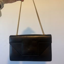 Saint Laurent Paris Black Leather Chain Shoulder Bag Gold Hardware