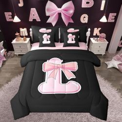jejeloiu Kawaii Pink Bow Full Comforter Set with Sheets,