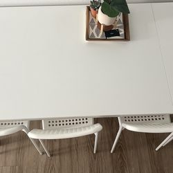 White IKEA Dining Table and Chairs