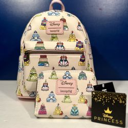 Loungefly Disney Princess Cakes Mini Backpack & Wallet NWT