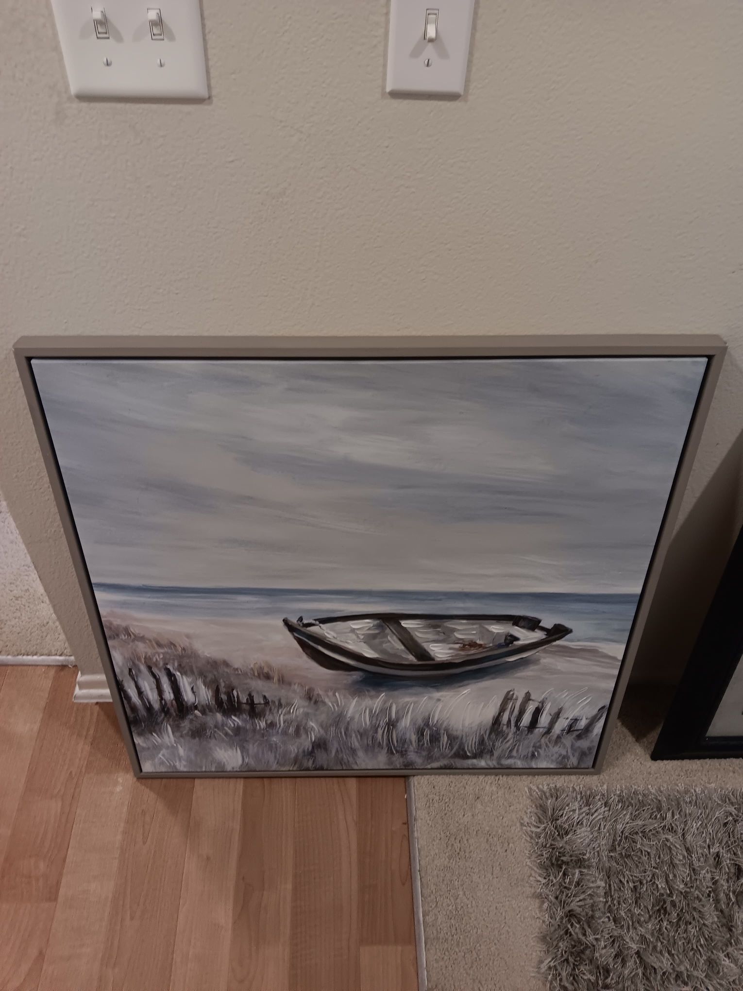 Coastal Boat Painting - Framed Canvas Art