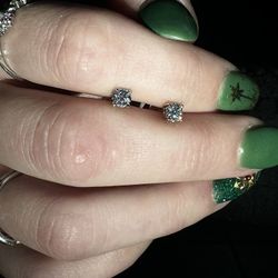 4mm Diamond (Laboratory Made)Earrings White Gold Plated Sterling Silver Stud Earrings