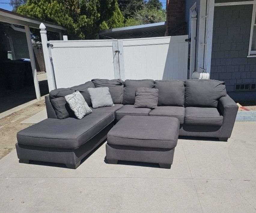 Grey Couch With Ottoman. Send Me Your Offer! Willing To Negotiate