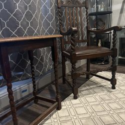 Antique Barley Twist Chair And Table