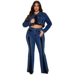 Size 1X Fashion Nova Jacket And Flare Jeans