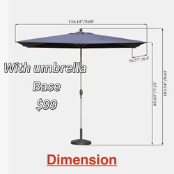 😀 Rectangle Patio Umbrella with Crank Lift and Tilt Function with umbrella base