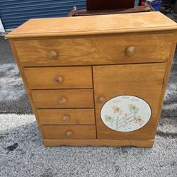 Antique Baby's Armoire 5 Drawer Dresser  38 1/2” wide  16” deep  39 3/4” tall 