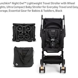 Munchkin® Night Owl™ Lightweight Travel Stroller with Wheel Lights, Ultra Compact Baby Stroller for Everyday Travel and Easy Storage, Essential Gear f