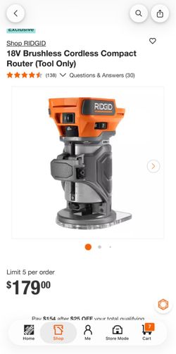 Ridgid Brushless Cordless Router