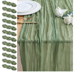 NEW 12 pack of Sage Green cheesecloth table runners