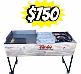 24" Griddle With 3 Warming Trays High Pressure Burner For Pots | Includes Hose With Regulator