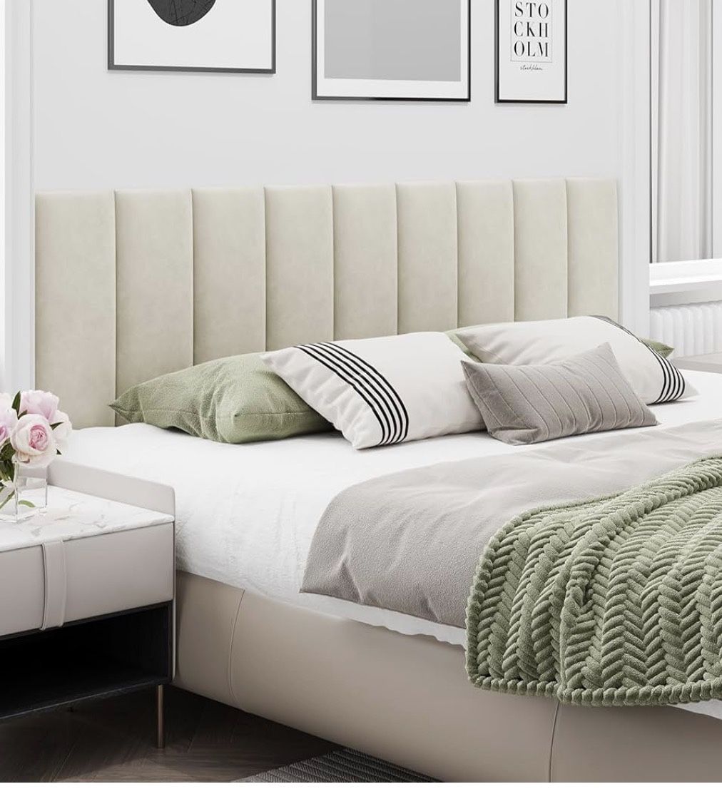 Upholstered Headboard for Queen Size Bed, Wall Mounted & Peel and Stick Headboard,