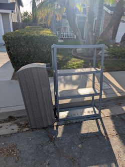 FREE - Rattan Ottoman & Rack with 4 Shelves