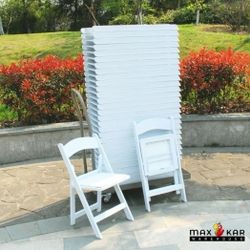 NEW! ONLY SALE! FINANCING AVAILABLE CREDIT CARD OK! Elegant White Resin Folding Chairs