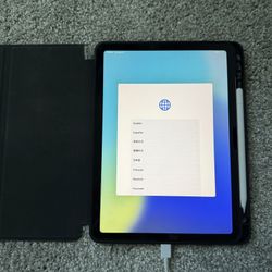Apple ipad air, 11 inch, purple, with case and pencil, 256gb wifi, 6th generation, $500