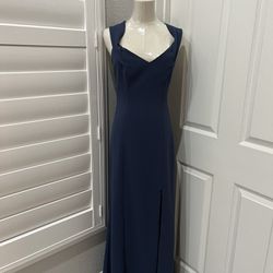 10.  Long Blue Dress Open In Front.  Size 4