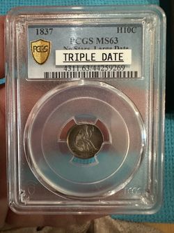 1837 Seated Liberty Half Dime PCGS MS63 Triple Date