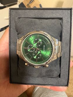 Bulova green chronograph watch