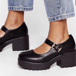 Black Chunky Mary Jane’s With Gold buckle